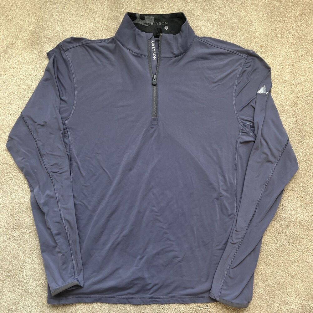 Greyson 1/4 Zip Mens Small Golf Tate Blue Gray Performance Course Logo Stretch